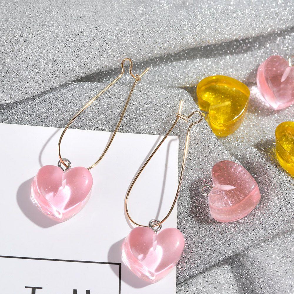 BORAG Set 10 Khuyên Tai Trái Tim Nhựa Trong Suốt Màu Sắc Ngọt Ngào