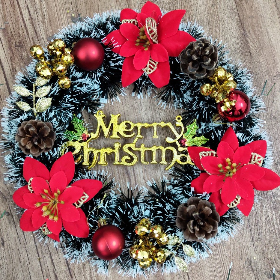 Vòng Trang Trí Giáng Sinh Noel - Vòng Nguyệt Quế  Xanh Tuyết
