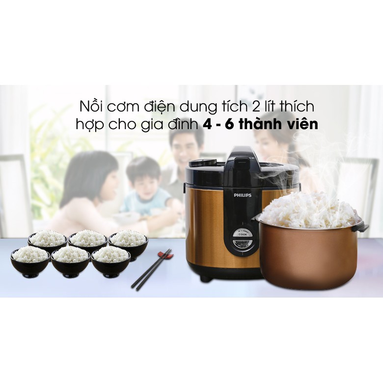 Nồi cơm điện Philips  HD3132/68 Vàng 2.0 lít