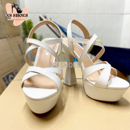 Giày cưới cao gót đế đúp da bóng, gót trụ chắc chắn, êm chân, sang trọng, thời trang, đậm chất riêng trên 13cm - NS2144