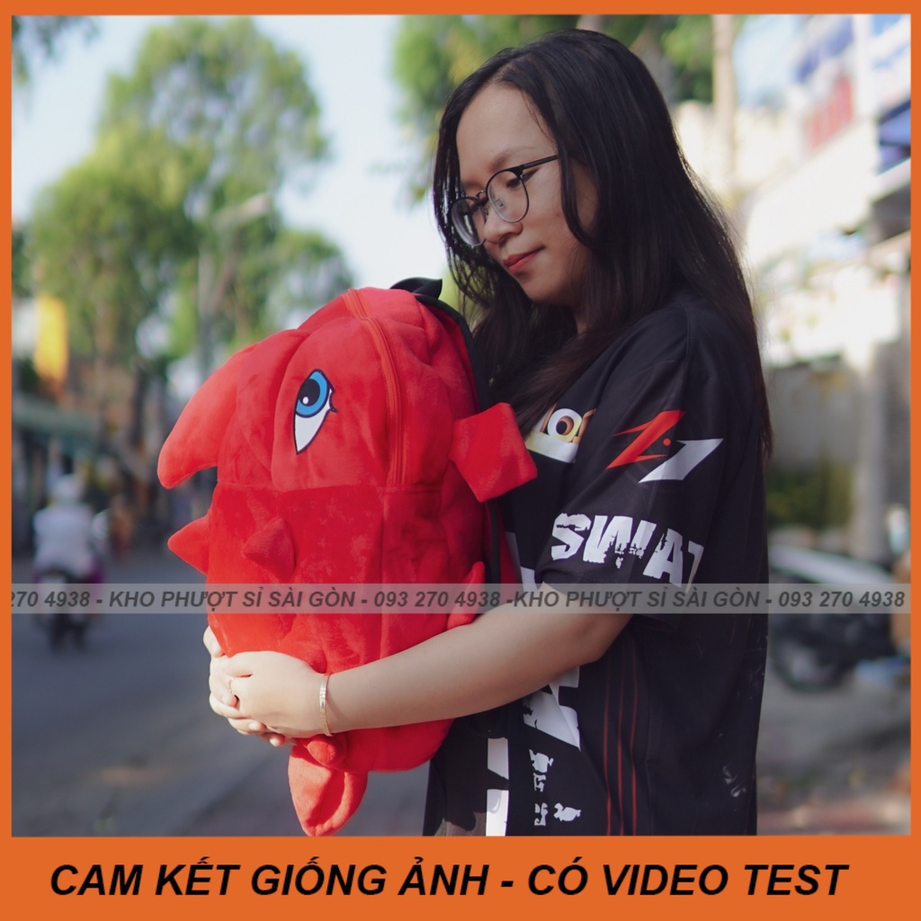 CÓ VIDEO - Balo khủng long nhung màu xanh dương đi học - đi du lịch siêu cute - Balo rồng khủng long nhung