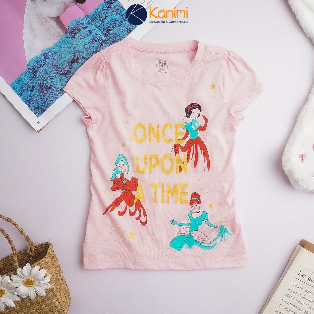 Áo thun bé gái Gap kids chất cotton đẹp mềm in hình esla size đại 4-14 tuổi