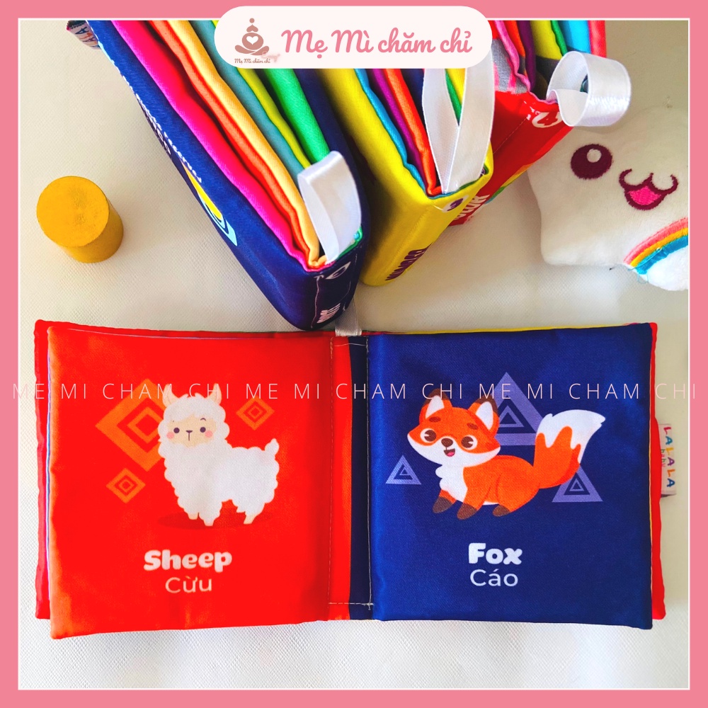 Sách vải song ngữ Lalala Baby kích thích thị giác cho bé sơ sinh đến 4 tuổi, đồ chơi trí tuệ cho bé đa tương tác