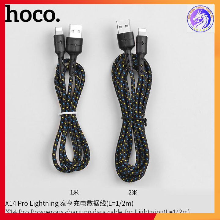 Cáp Sạc Nhanh 3.0A Dây Dù Tự Ngắt Hoco X14 PRO Dài 1m 2m Lightning Dành Cho iPhone Siêu Bền