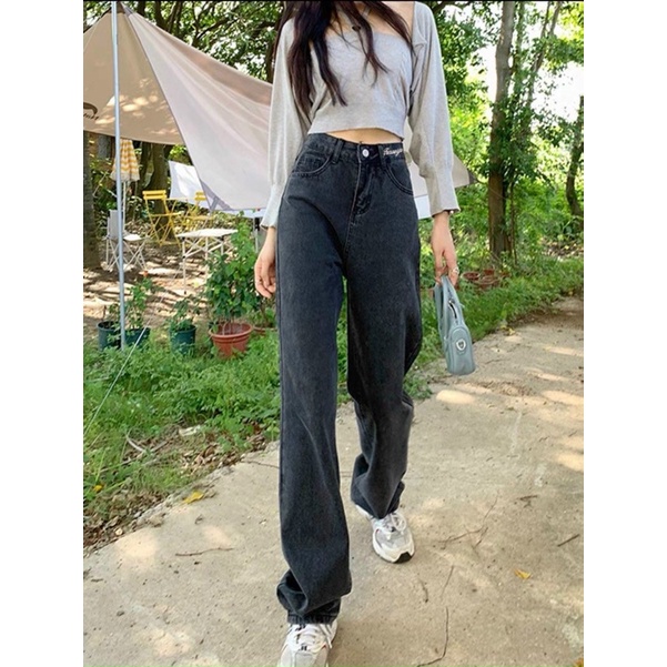 Quẩn baggy jean nữ ống rộng kiểu quần baggy bò suông thêu chữ hàng VNXK MS113 thời trang bigsize 2KJean