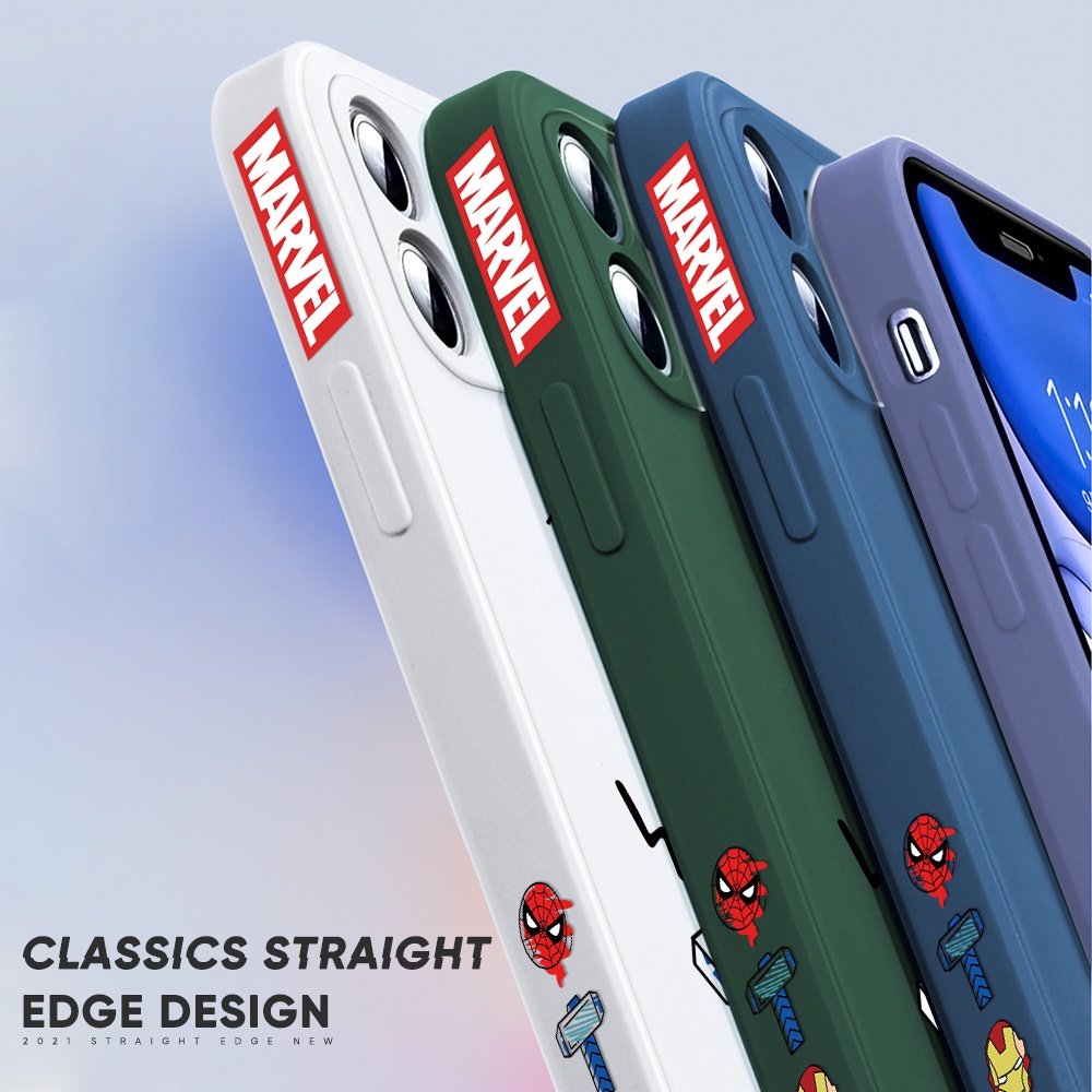 Ốp Điện Thoại Silicon Chống Sốc Họa Tiết Marvel Ironman Spiderman Vuông Cho Xiaomi Redmi Note 11/Note 11S