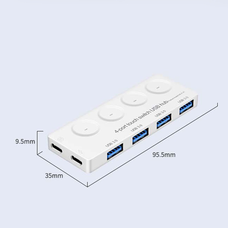 Bộ Hub Chia 4 Cổng Usb 3.0 Có Công Tắc + Đèn Led Cho Laptop / Máy Tính