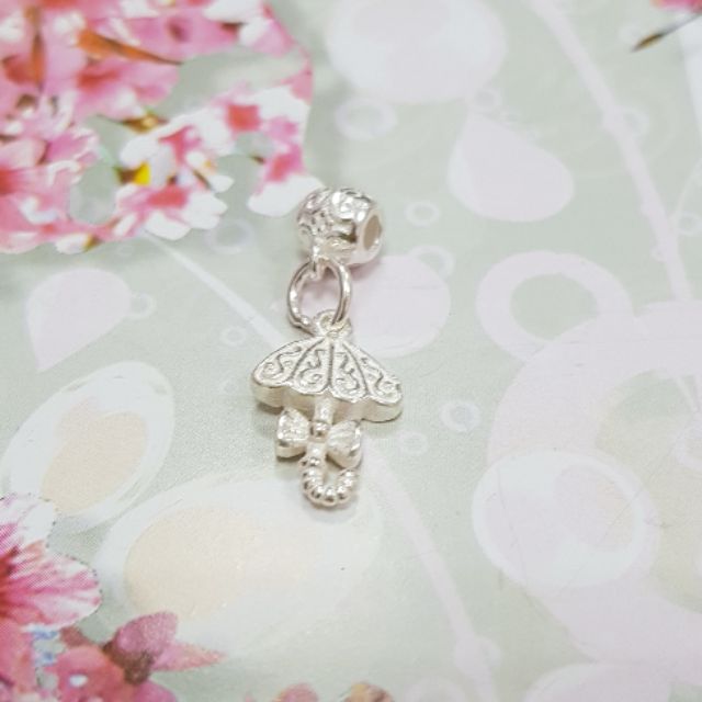 Charm bạc treo 925 cây ô buộc nơ 25x10mm