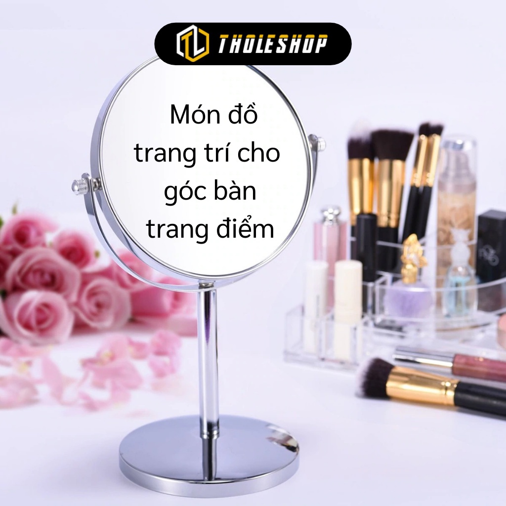 Gương Trang Điểm - Gương Tròn Để Bàn 2 Mặt Xoay 360 độ Tiện Lợi, Kính Chất Lượng 3561