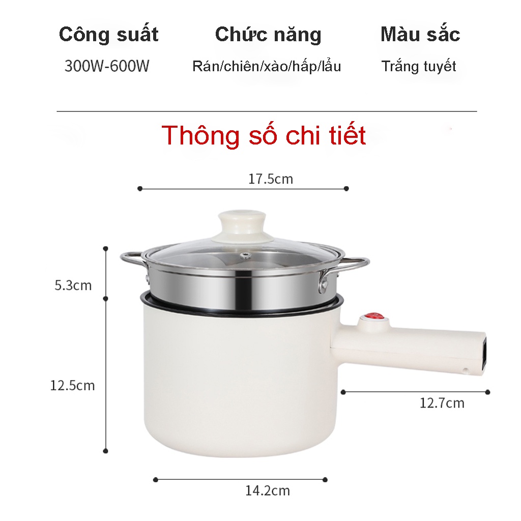 Nồi Lẩu Mini Cắm Điện Đa Năng AGISAN Có Xửng Hấp Dung Tích 1.8L Công Suất 600W Chống Dính Cao Cấp