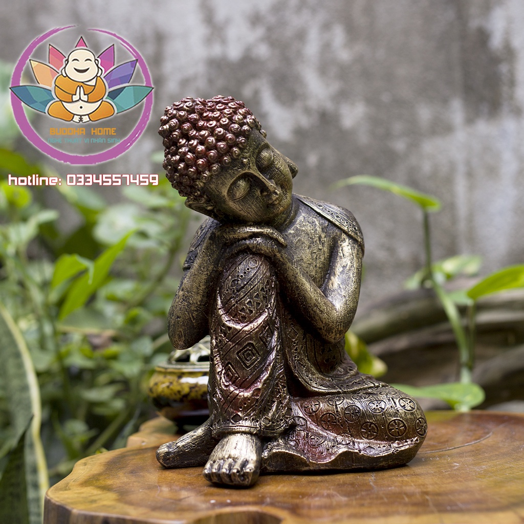 Tượng Phật An Nhiên Màu đồng đỏ cổ phong thủy thờ cúng