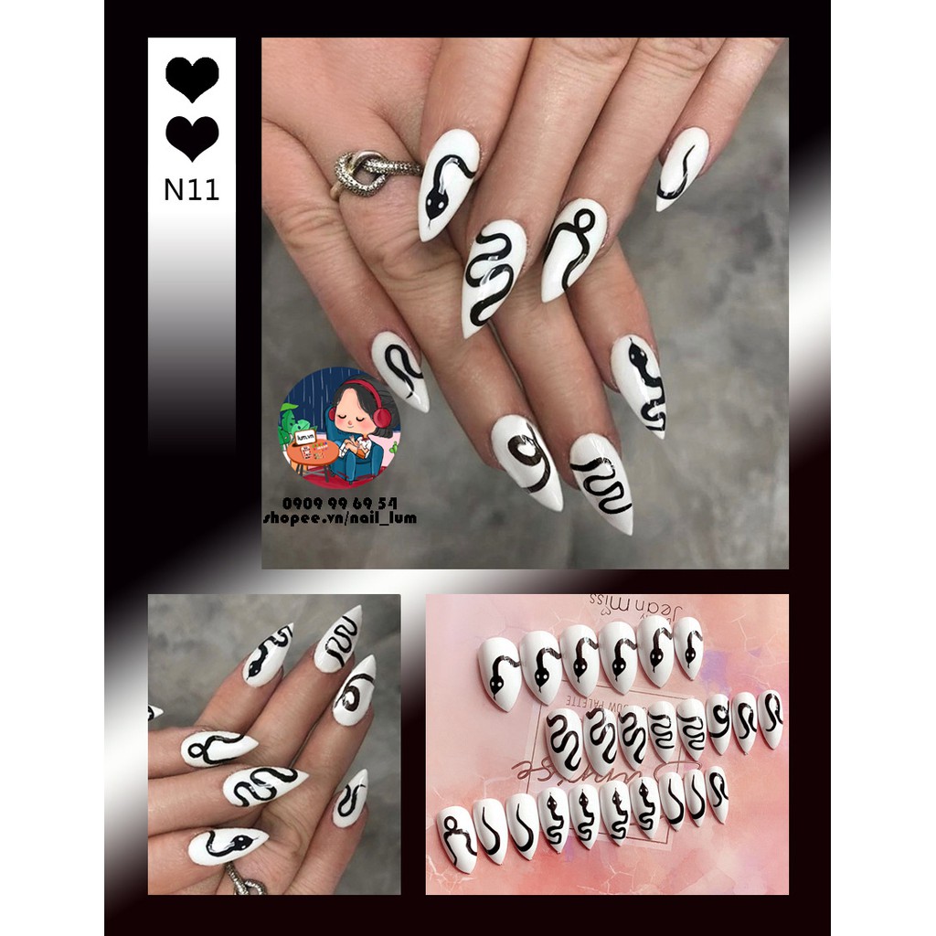 Móng Giả - Nail Dài - Hoa Văn [Sẵn Keo - Đóng Hộp 24 Mẫu Đủ Size]