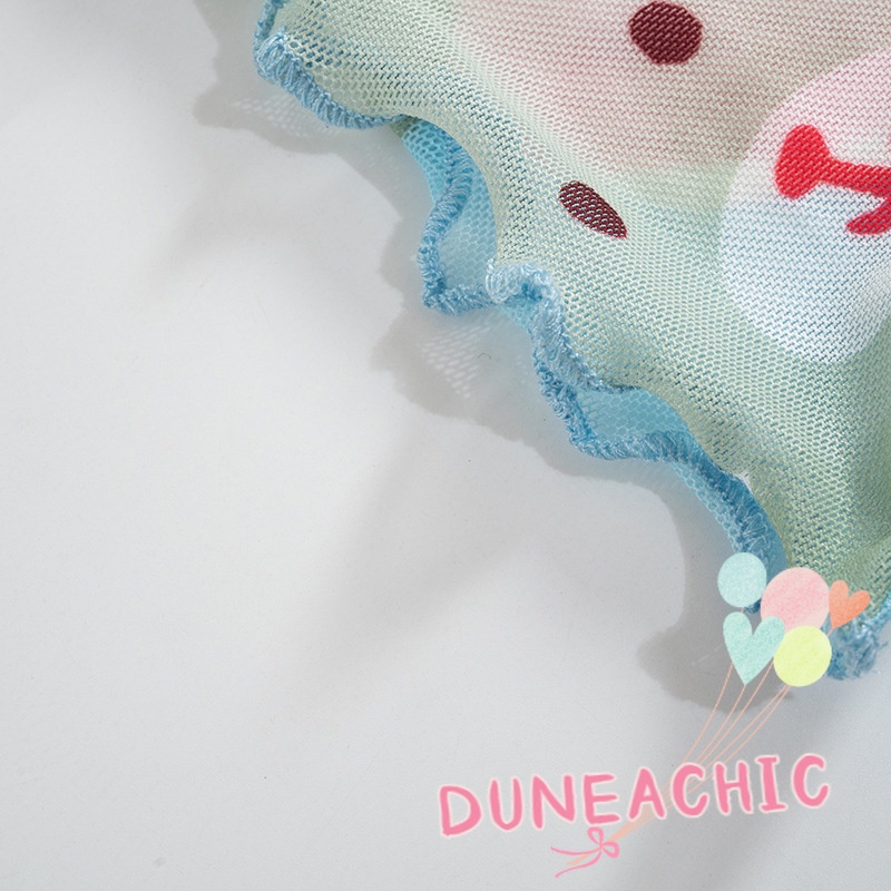 DUNEA Áo Tank Top Nhún Bèo In Họa Tiết Dễ Thương Thời Trang Cho Nữ