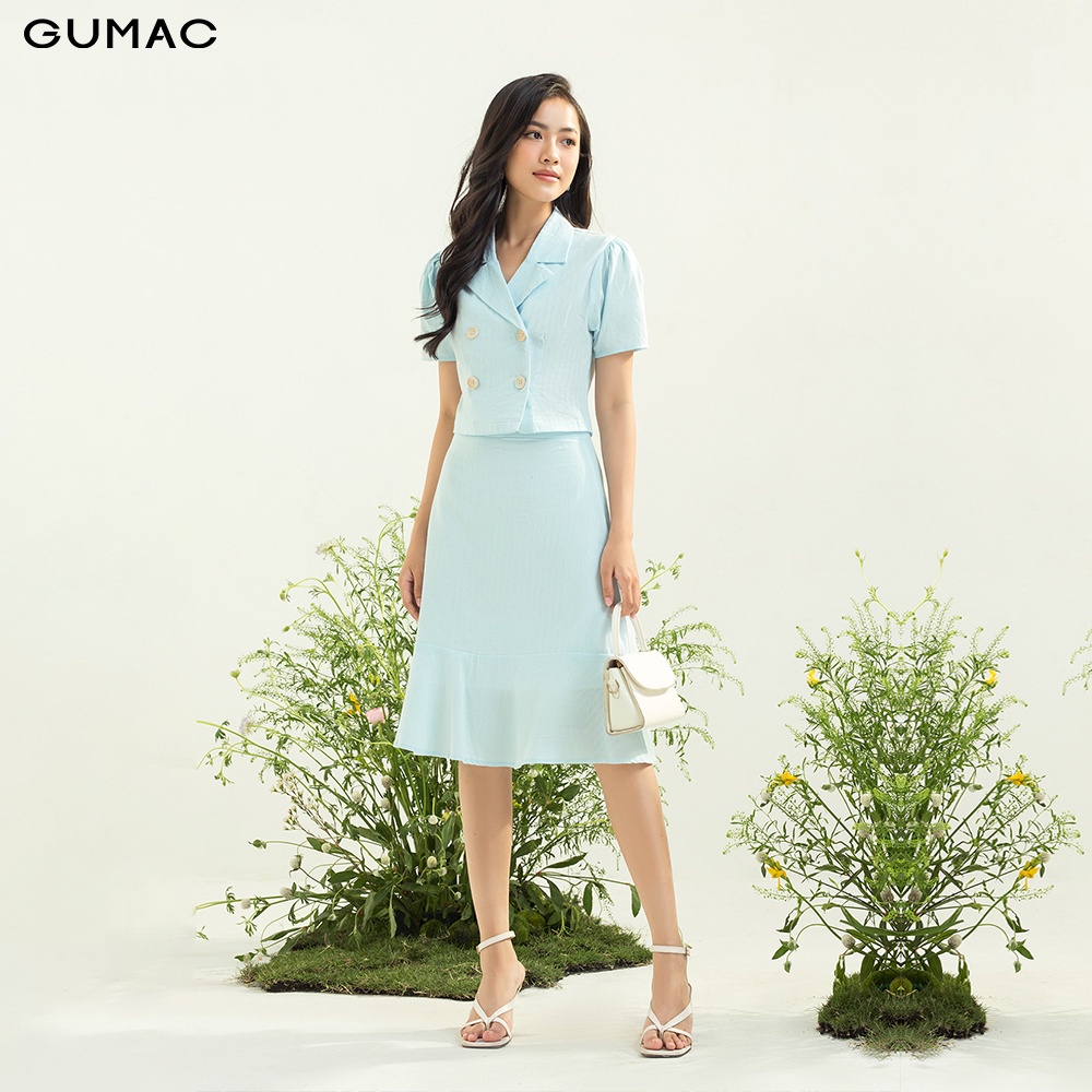 Áo croptop nữ cổ vest thời trang GUMAC AC03005