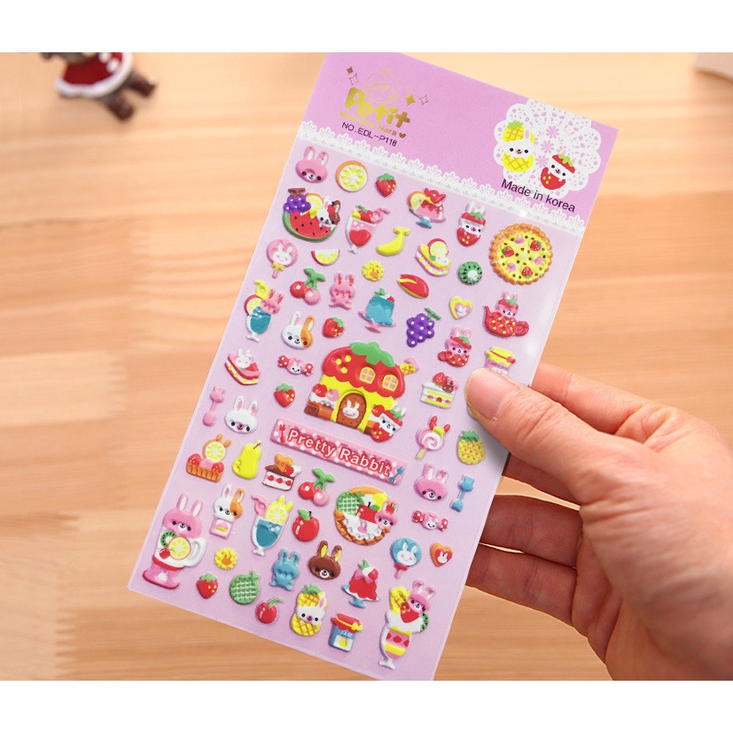 [Hàng Sẵn] Sticker Hàn Quốc 3D Đáng yêu nhiều màu sắc Trang trí Sáng tạo