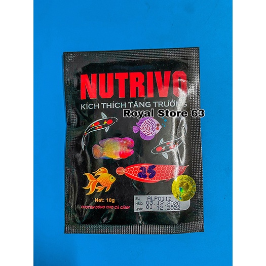 Nutrivo kích thích tăng trưởng hổ trợ khung xương cho cá cảnh gói 10g