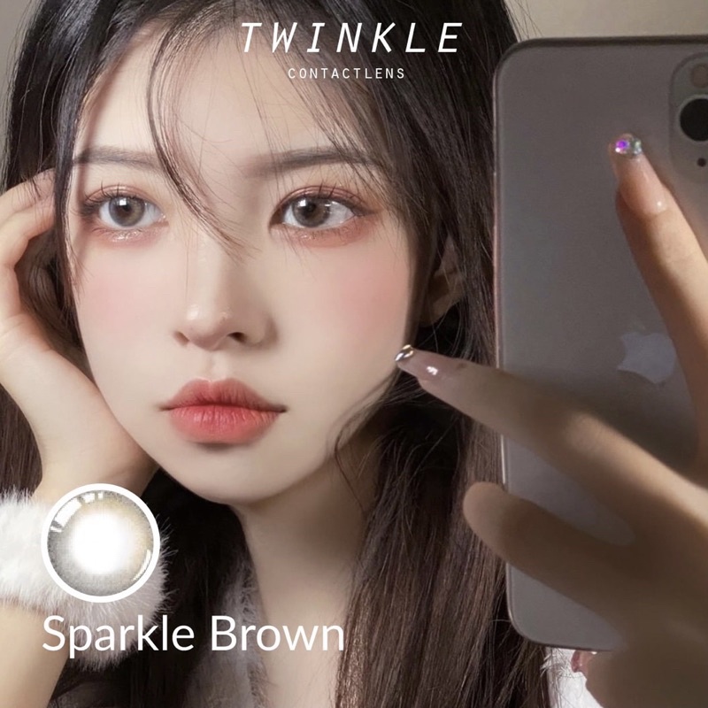 [Mã SRBACK010912 hoàn 20K xu đơn 50K] Kính áp tròng Sparkle Brown/Violet Lens Twinkle lens nhũ lens tím