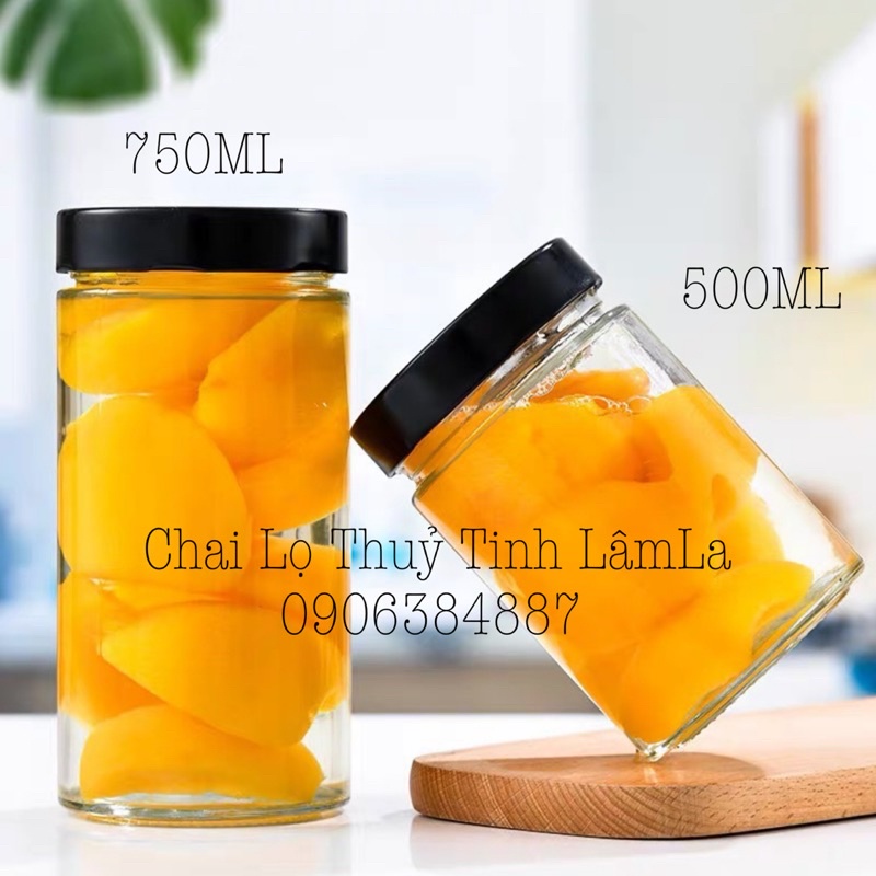 Hũ Thuỷ Tinh Tròn Dáng Cao Nắp Thiếc Dày 380ML 500ML 750ML 1000ML