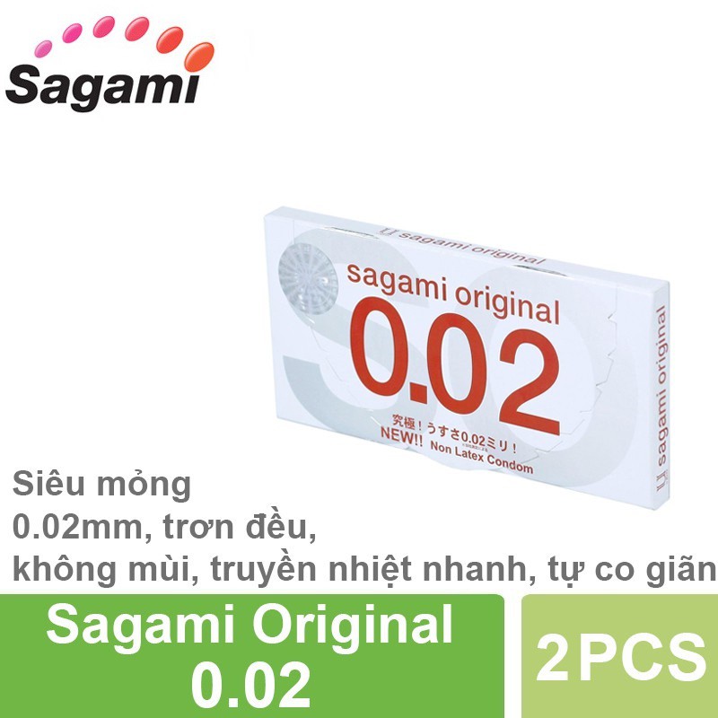 Bao Cao Su Sagami Original 002mm - Siêu mỏng, không mùi, truyền nhiệt nhanh, tự co giãn (Hộp 2 Cái)