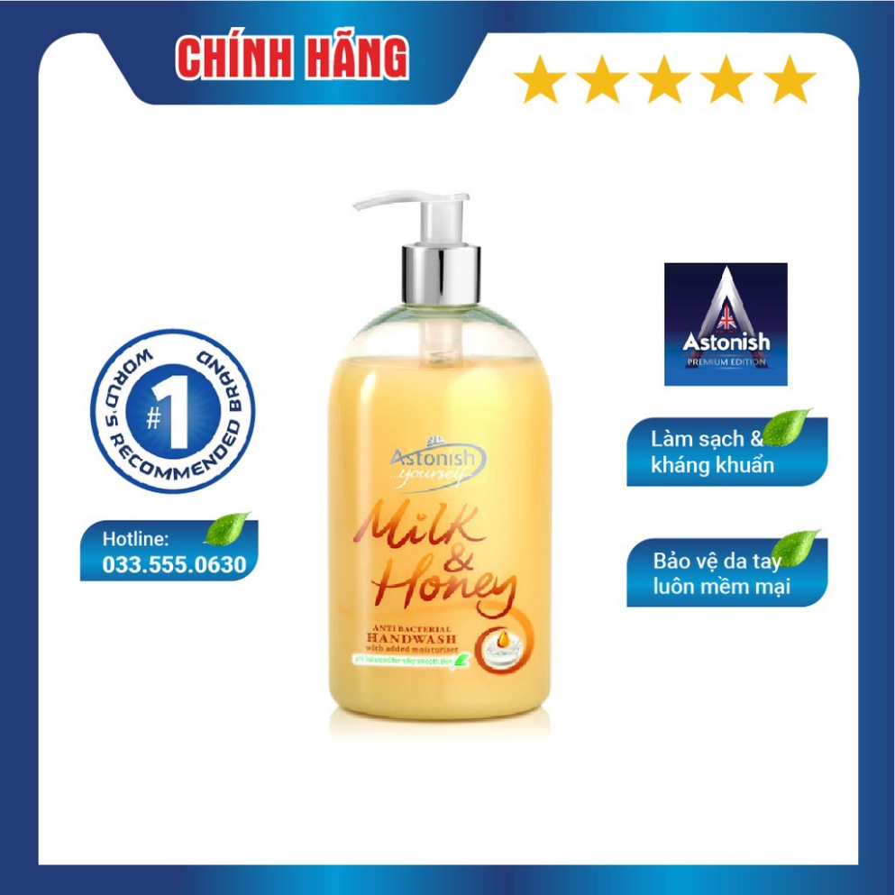 [NK Anh Quốc] Nước rửa tay Sữa tươi và Mật ong Astonish C4550 (500ml) - Thương hiệu Anh Quốc