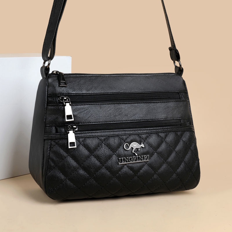 Momo Túi Đeo Chéo Vai Bằng Da Thật Thêu Họa Tiết Mới Cho Phụ Nữ Trung Niên