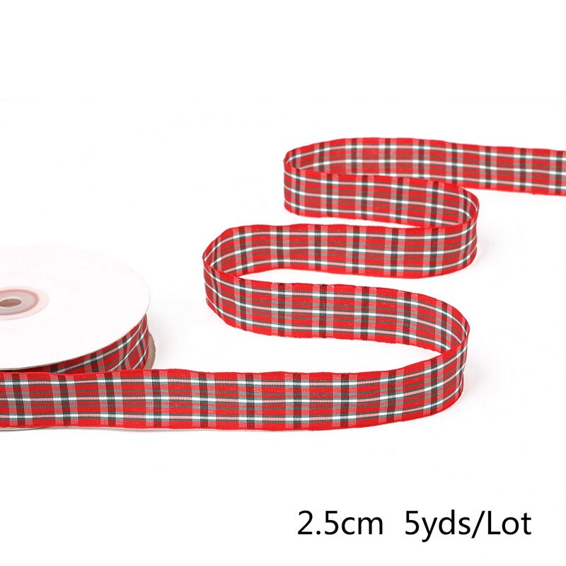 Cuộn dây ruy băng dài 5 yards trang trí quà Giáng Sinh 2.5cm