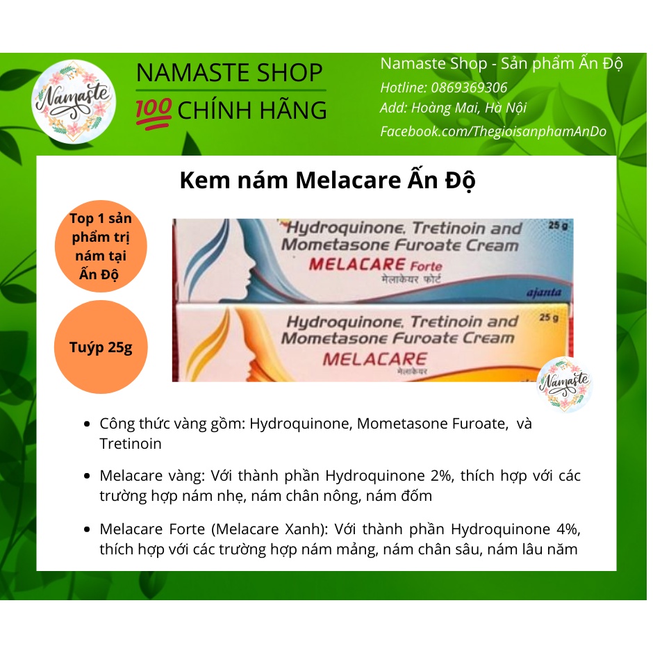 Melacare Ấn Độ - Hydroquinone / Tretinoin - Kem giảm thâm, nám, tàn nhang