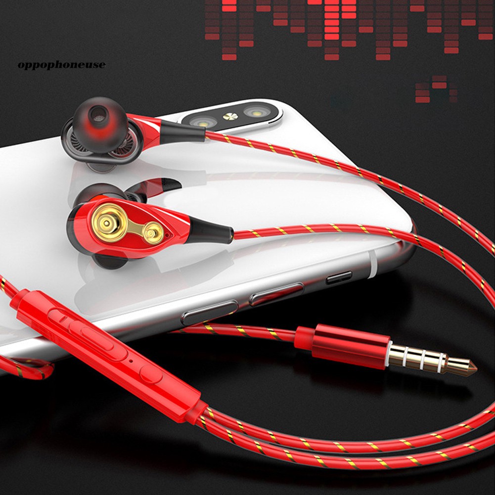 【OPHE】Dual Moving Coil 3.5mm Wired In-Ear Earphone Heavy Bass Stereo Earbuds with Mic