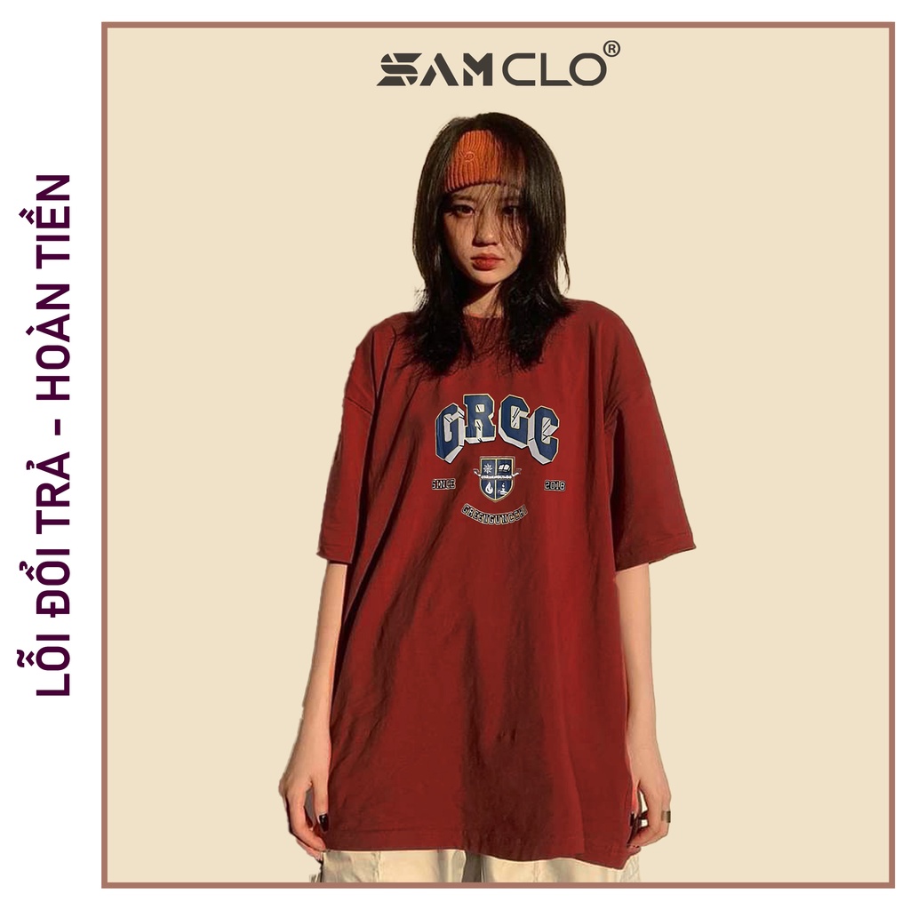 Áo phông nữ tay lỡ SAM CLO thun form rộng dáng Unisex - mặc cặp, nhóm, lớp in chữ GRGC SINCE 2018
