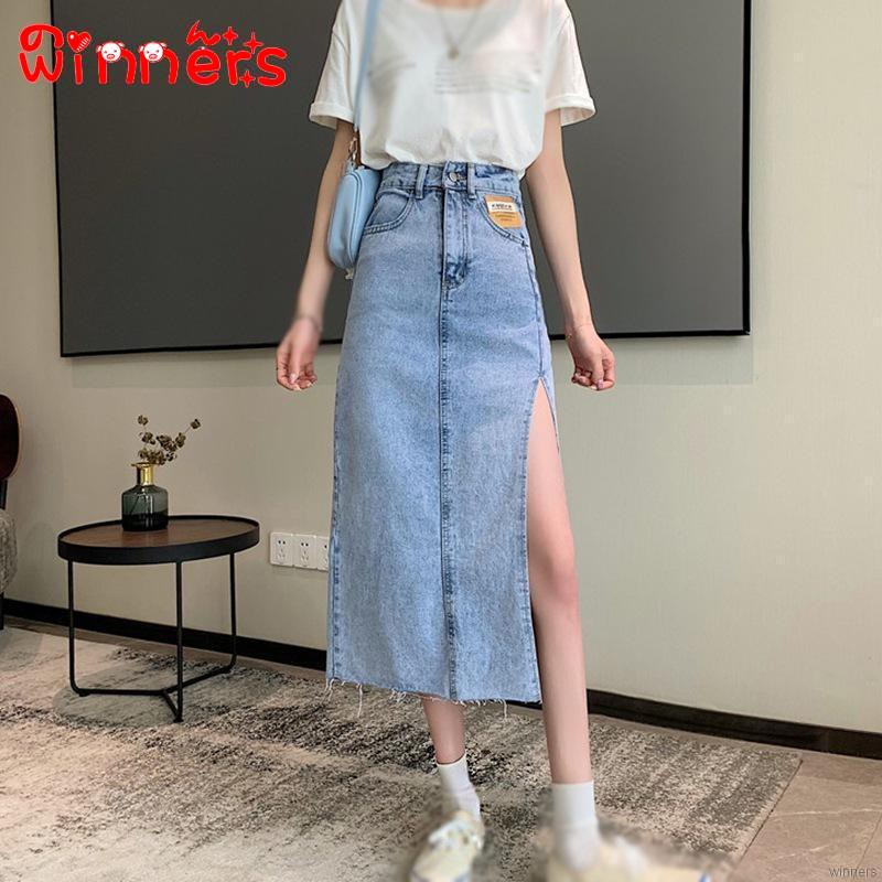 chân váy jean Lưng Cao Xẻ Tà Thời Trang Mùa Hè Cho Nữ | BigBuy360 - bigbuy360.vn