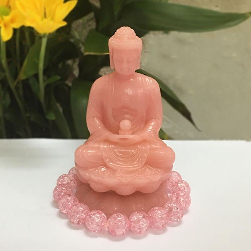 Tượng phật A Di Đà màu hồng phấn 11 cm