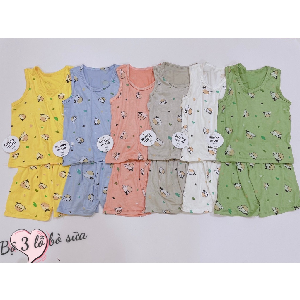 Bộ Ba Lỗ Bé Trai, Bé Gái Minky Mom Vải Thun Lạnh Hoạ Tiết Bò Sữa, Set 3 Lỗ Mặc Hè Cho Bé - AN.KID