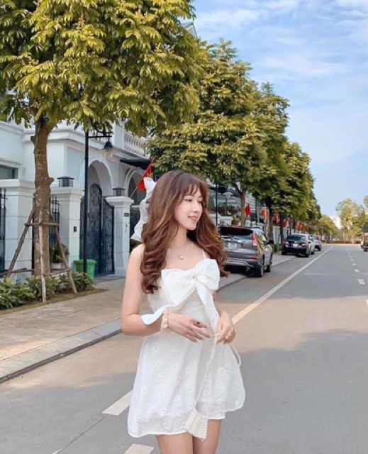 VÁY HAI DÂY NƠ CHẤM BI