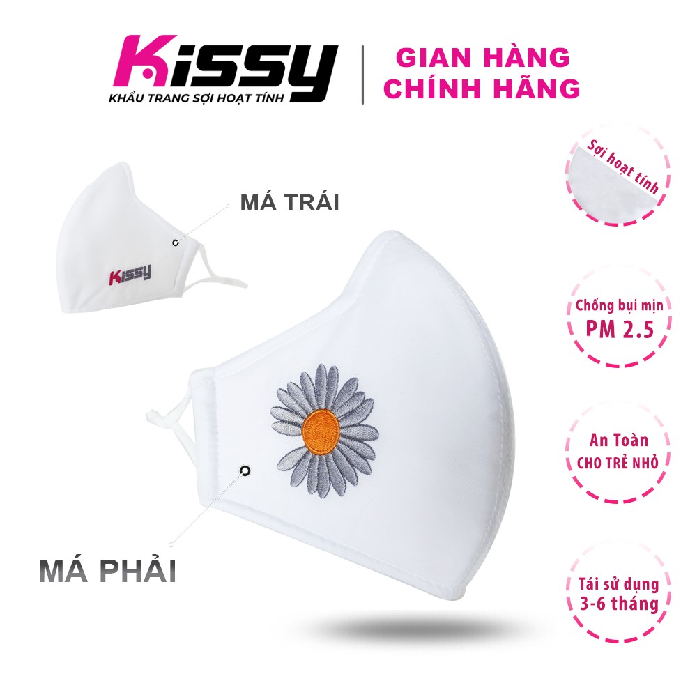 [Mã BMBAU50 giảm 7% đơn 150K] Khẩu Trang Vải 3 Lớp Kissy Người Lớn Size Hạo Tiết Thêu Hoa Và Chống Bụi Mịn Hiệu Quả