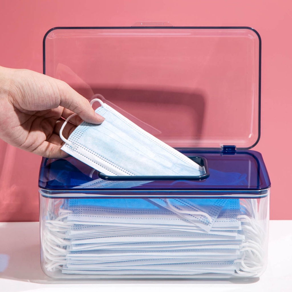 Hộp đựng khẩu trang JUJIAJIA cỡ lớn có nắp đậy chống thấm nước