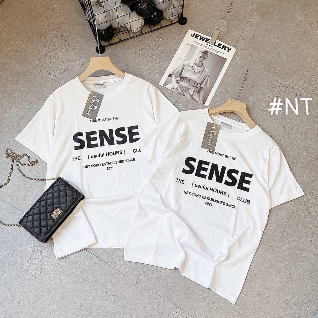 Áo thun nam nữ Sense áo phông đôi sến trắng from rộng giấu quần chất cotton mềm mịn thấm hút
