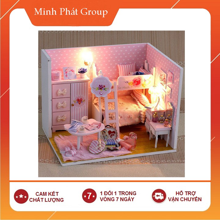 Tự lắp ghép nhà búp bê - phòng ngủ bé gái [Shop-uy-tín]