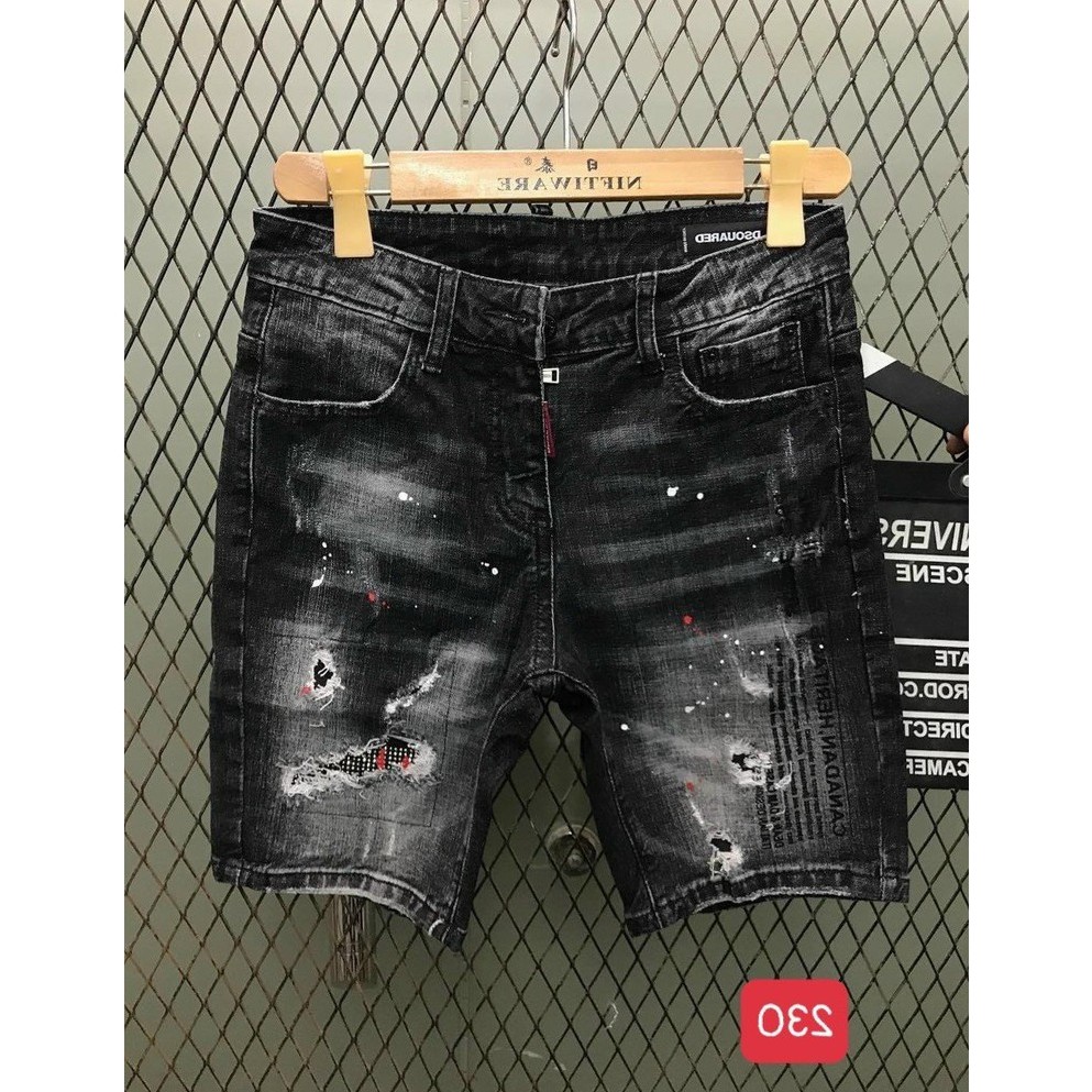 Quần short jean nam đen vẩy sơn cao cấp - chất liệu bò co giãn tốt  Lady-Hn Store88 KV230