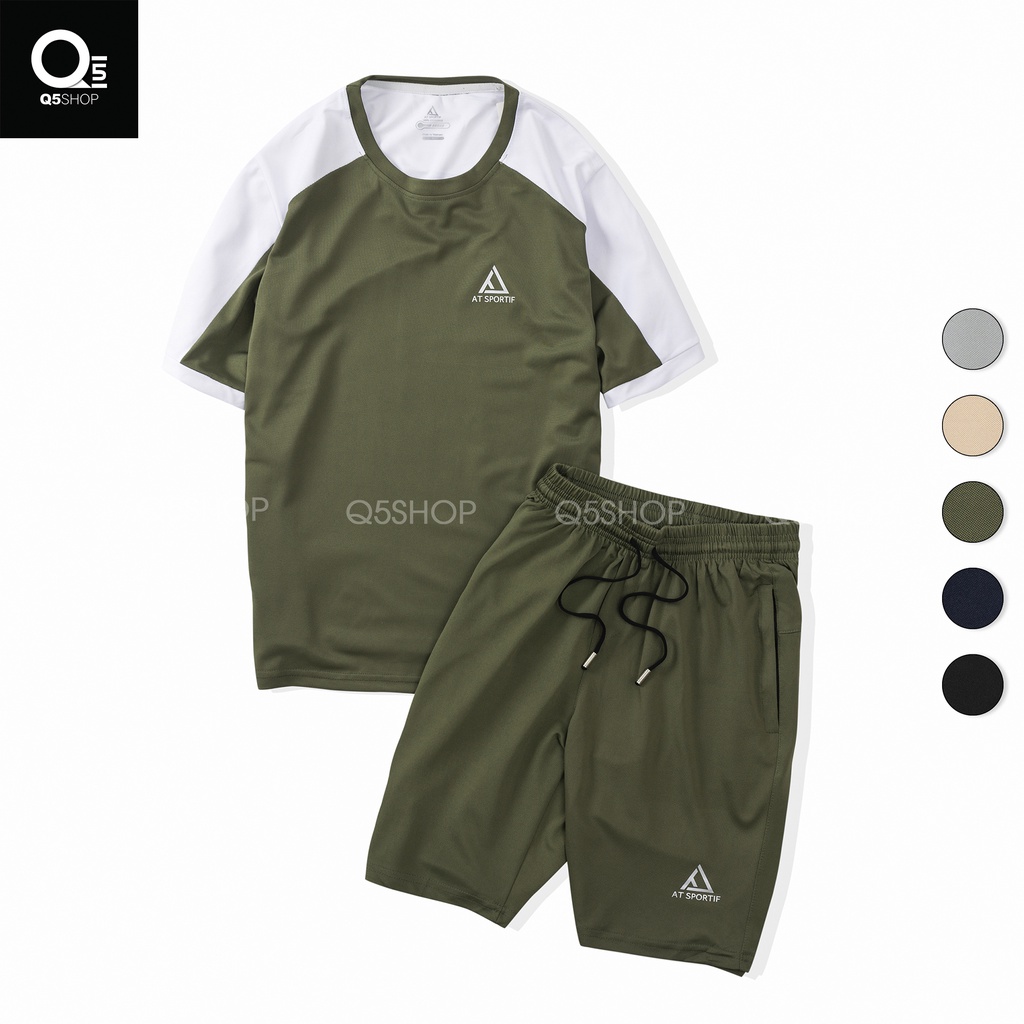 Bộ thể thao nam thời trang cao cấp mặc nhà Q5 chất thun co Giãn, năng động mùa Hè, 5 màu trẻ trung.