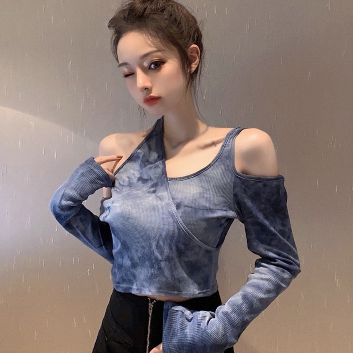 Áo thun dài tay cổ chữ V thời trang nữ quyến rũ