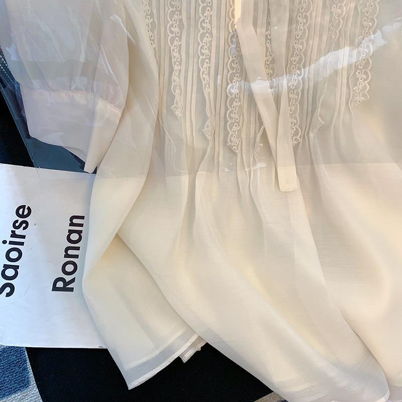 Áo Sơ Mi Chiffon Tay Phồng Thắt Nơ Thời Trang Mùa Hè Hàng Mới Dành Cho Nữ