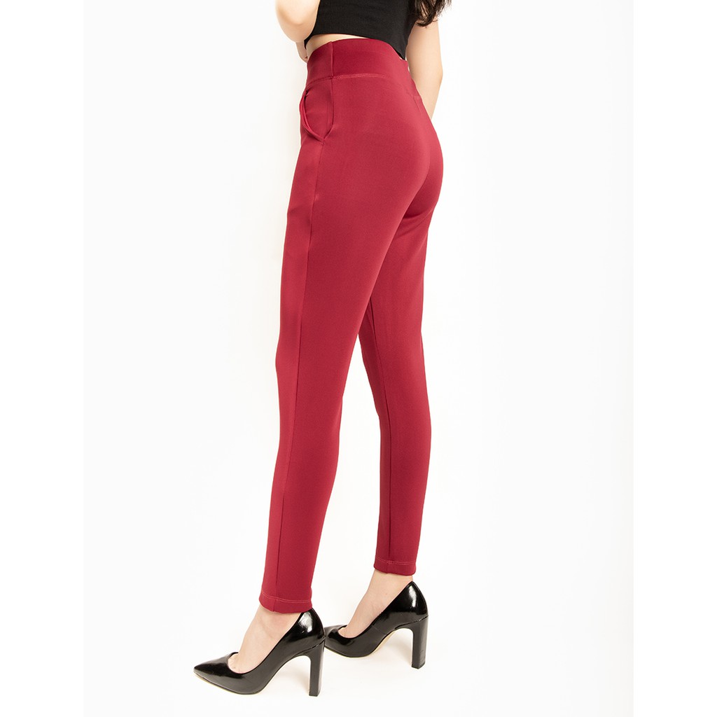 Quần Legging Nữ Bosimaz MS114 dài túi trước màu đỏ cao cấp, thun co giãn 4 chiều, vải đẹp dày, thoáng mát không xù lông.