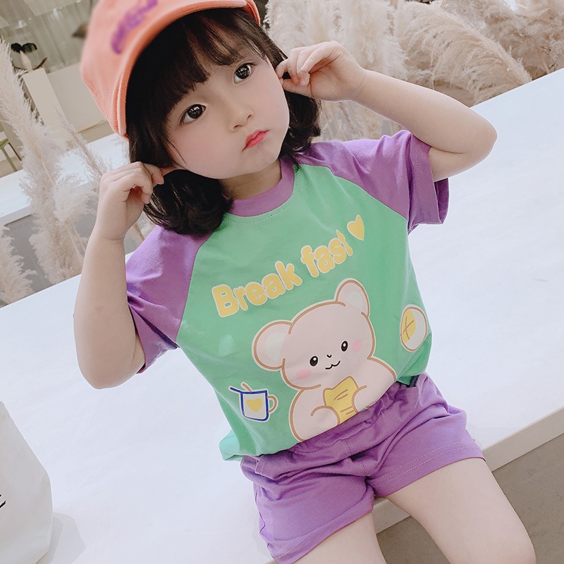 Áo Thun Tay Ngắn In Hoạ Tiết Dễ Thương Phong Cách Hàn Quốc Dành Cho Bé Gái