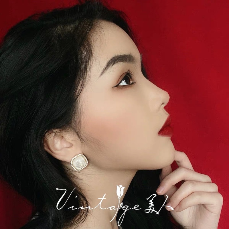 Khuyên tai đính hạt cổ điển đơn giản - Maben