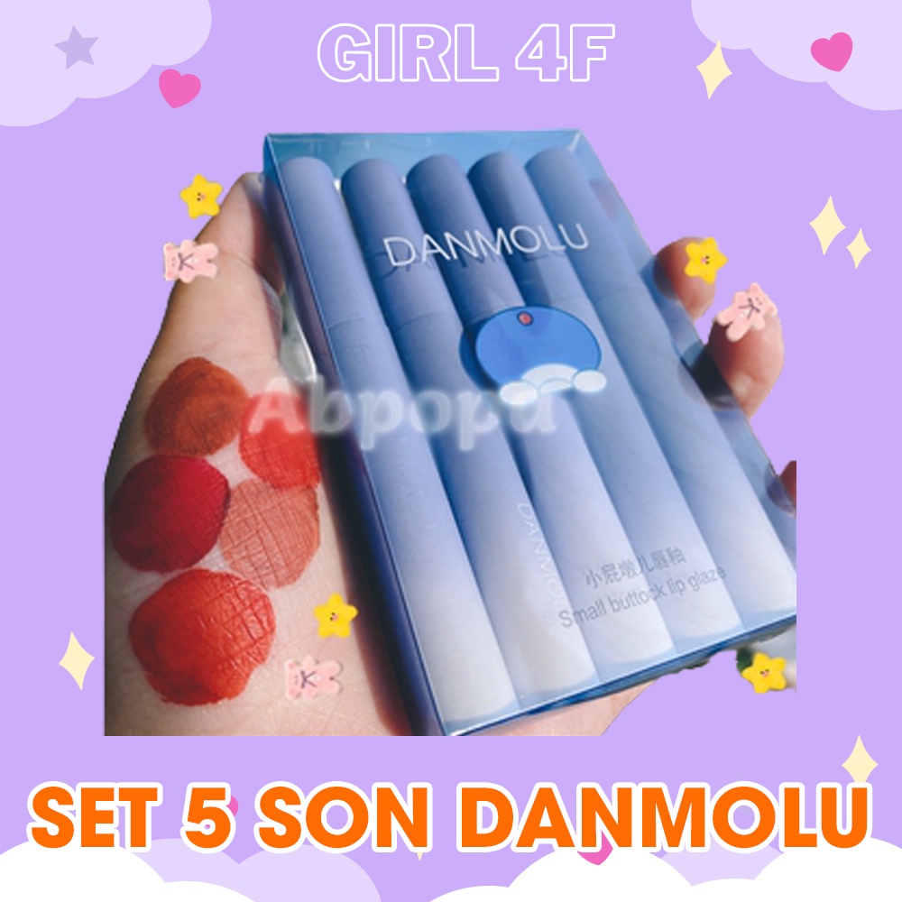 Set 5 cây son nội địa trung kem lì DANMOLU xanh siêu lì lâu trôi mịn mướt môi giá rẻ