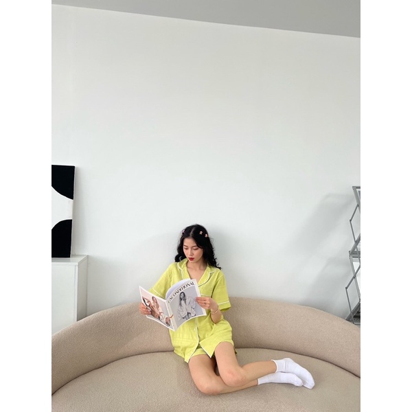 Bộ ngủ pyjama - đồ mặc ở nhà cho nữ chất xốp đũi không nhăn
