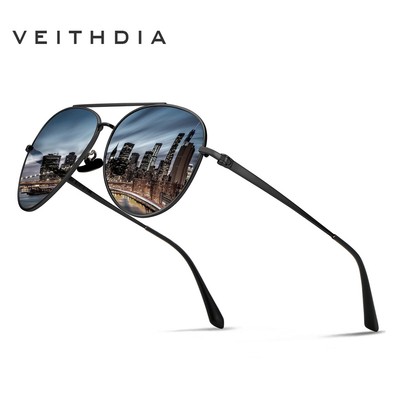 [Có Hộp] Kính Mát Nam VEITHDIA 8259 Kính Mát Nam Bằng Thép Không Gỉ Phân Cực Cổ Điển UV400 Ống Kính Lái Xe Ngoài Trời
