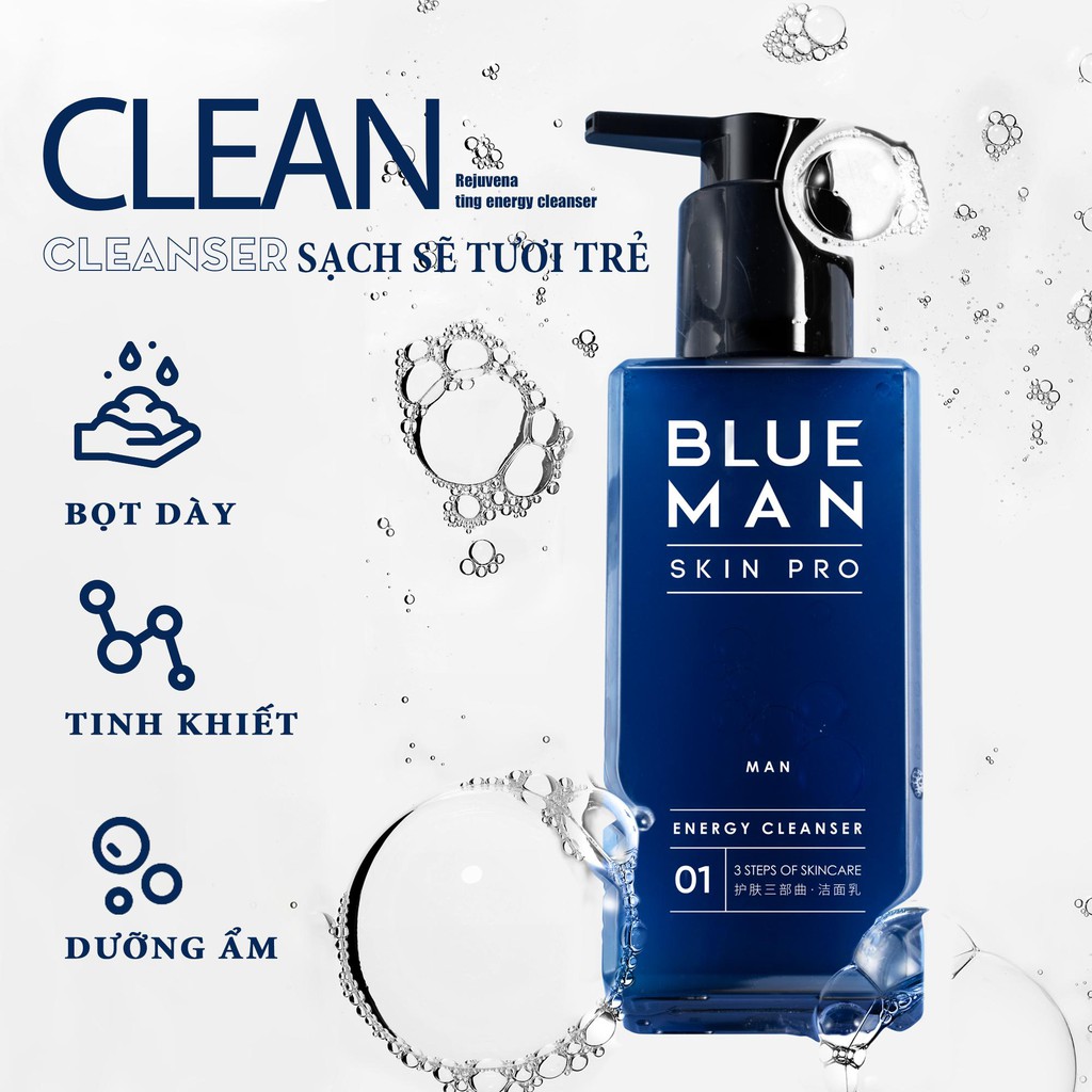 Bộ Sản Phẩm Chăm Sóc Da SKIN PRO BLUEMAN Chống Nhờn Dưỡng Ẩm Tẩy Sạch Da 110mlx1/160mlx2 ZL107