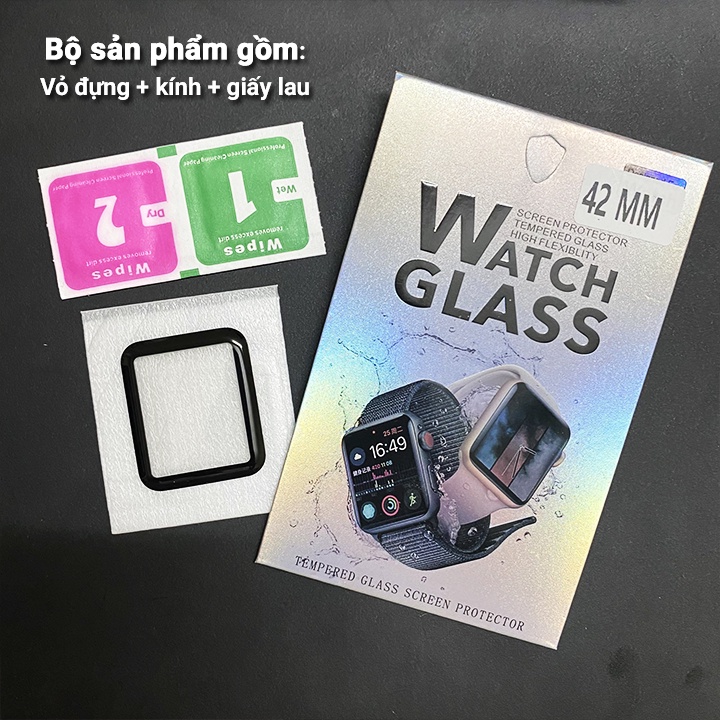 Kính cường lực apple watch nano dẻo, cong 3D bảo vệ đồng hồ thông minh Series 1/2/3/4/5/6/SE - Size 38/40/42/44mm