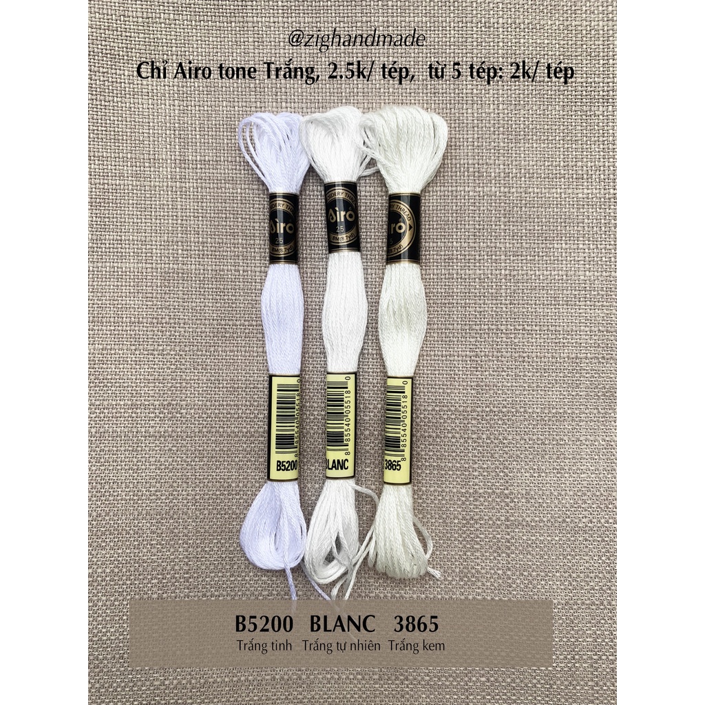 Chỉ thêu Airo tone Trắng